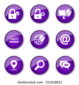 SEO Internet Sign Violet Vector Button Icon Design Set 3