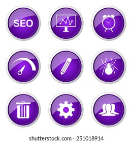 SEO Internet Sign Violet Vector Button Icon Design Set 8
