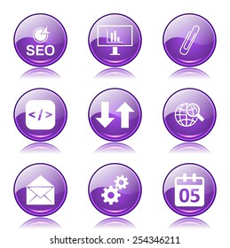 SEO Internet Sign Violet Vector Button Icon Design Set 6