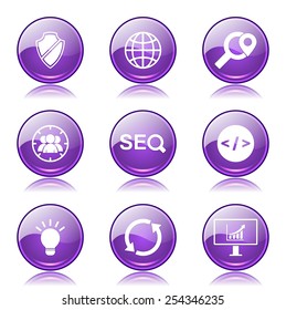 SEO Internet Sign Violet Vector Button Icon Design Set 2