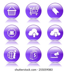 SEO Internet Sign Violet Vector Button Icon Design Set 7