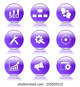 SEO Internet Sign Violet Vector Button Icon Design Set 5