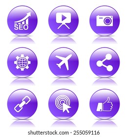 SEO Internet Sign Violet Vector Button Icon Design Set 1