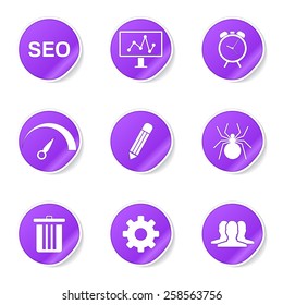 SEO Internet Sign Violet Vector Button Icon Design Set 8
