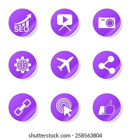 SEO Internet Sign Violet Vector Button Icon Design Set 1