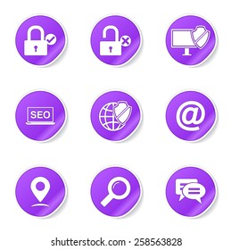 SEO Internet Sign Violet Vector Button Icon Design Set 3