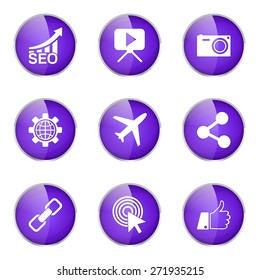 SEO Internet Sign Violet Vector Button Icon Design Set 1