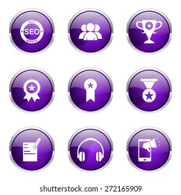 SEO Internet Sign Violet Vector Button Icon Design Set 9