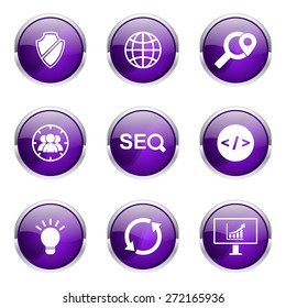 SEO Internet Sign Violet Vector Button Icon Design Set 2