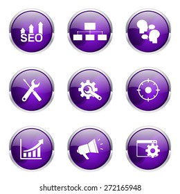 SEO Internet Sign Violet Vector Button Icon Design Set 5