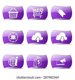 SEO Internet Sign Violet Vector Button Icon Design Set 7