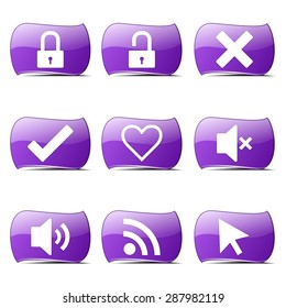 SEO Internet Sign Violet Vector Button Icon Design Set 4