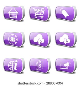 SEO Internet Sign Violet Vector Button Icon Design Set 7
