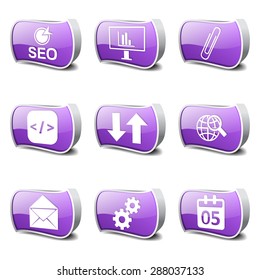 SEO Internet Sign Violet Vector Button Icon Design Set 6