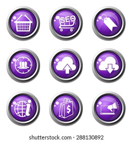SEO Internet Sign Violet Vector Button Icon Design Set 7