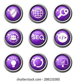 SEO Internet Sign Violet Vector Button Icon Design Set 2