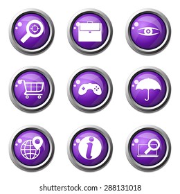 SEO Internet Sign Violet Vector Button Icon Design Set 10