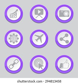 SEO Internet Sign Violet Vector Button Icon Design Set 1