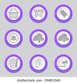 SEO Internet Sign Violet Vector Button Icon Design Set 7