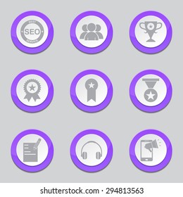 SEO Internet Sign Violet Vector Button Icon Design Set 9