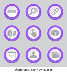 SEO Internet Sign Violet Vector Button Icon Design Set 11
