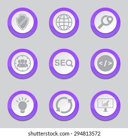 SEO Internet Sign Violet Vector Button Icon Design Set 2