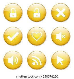 SEO Internet Sign Yellow Vector Button Icon Design Set 4