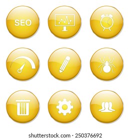 SEO Internet Sign Yellow Vector Button Icon Design Set 8