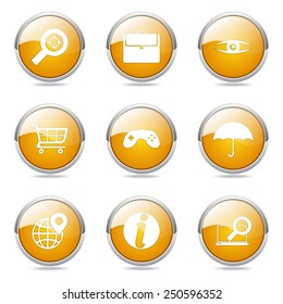SEO Internet Sign Yellow Vector Button Icon Design Set 10