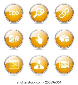 SEO Internet Sign Yellow Vector Button Icon Design Set 11