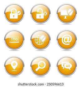 SEO Internet Sign Yellow Vector Button Icon Design Set 3