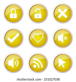 SEO Internet Sign Yellow Vector Button Icon Design Set 4