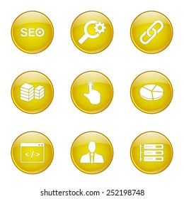SEO Internet Sign Yellow Vector Button Icon Design Set 11