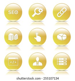 SEO Internet Sign Yellow Vector Button Icon Design Set 11