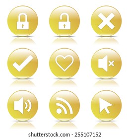 SEO Internet Sign Yellow Vector Button Icon Design Set 4