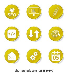 SEO Internet Sign Yellow Vector Button Icon Design Set 6