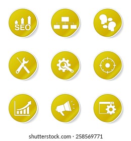 SEO Internet Sign Yellow Vector Button Icon Design Set 5