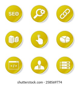 SEO Internet Sign Yellow Vector Button Icon Design Set 11