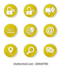 SEO Internet Sign Yellow Vector Button Icon Design Set 3
