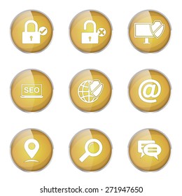 SEO Internet Sign Yellow Vector Button Icon Design Set 3