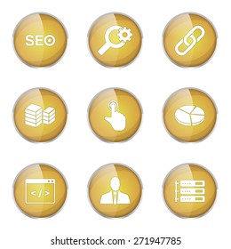 SEO Internet Sign Yellow Vector Button Icon Design Set 11