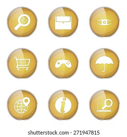 SEO Internet Sign Yellow Vector Button Icon Design Set 10