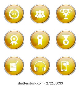 SEO Internet Sign Yellow Vector Button Icon Design Set 9