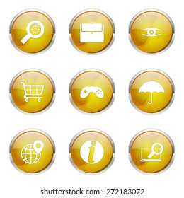 SEO Internet Sign Yellow Vector Button Icon Design Set 10