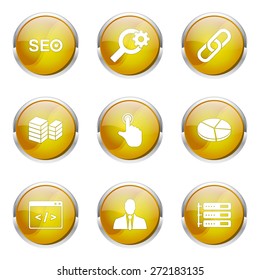 SEO Internet Sign Yellow Vector Button Icon Design Set 11
