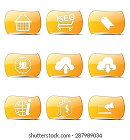 SEO Internet Sign Yellow Vector ButtonIcon Design Set 7