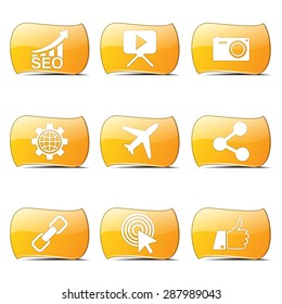 SEO Internet Sign Yellow Vector ButtonIcon Design Set 1