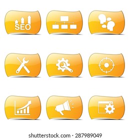 SEO Internet Sign Yellow Vector ButtonIcon Design Set 5