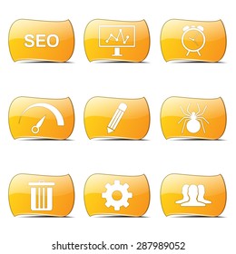 SEO Internet Sign Yellow Vector ButtonIcon Design Set 8