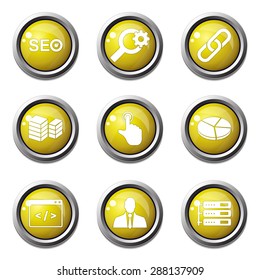 SEO Internet Sign Yellow Vector Button Icon Design Set 11